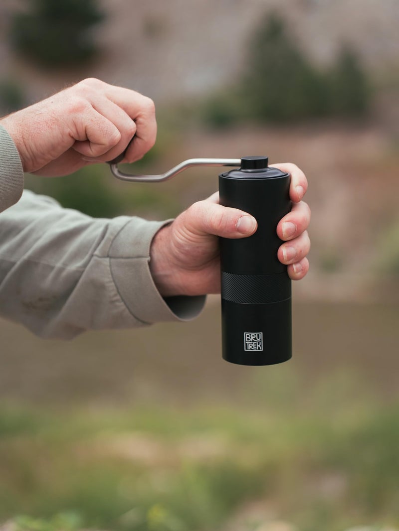 BruTrek BruTrek Camp Coffee Hand Grinder - Durable Travel Stainless Steel Burr Coffee Grinder, Adjustable Grind Size Settings, High Capacity, Easily Grind Whole Beans for French Press Pour Over or Espresso  - Image 3