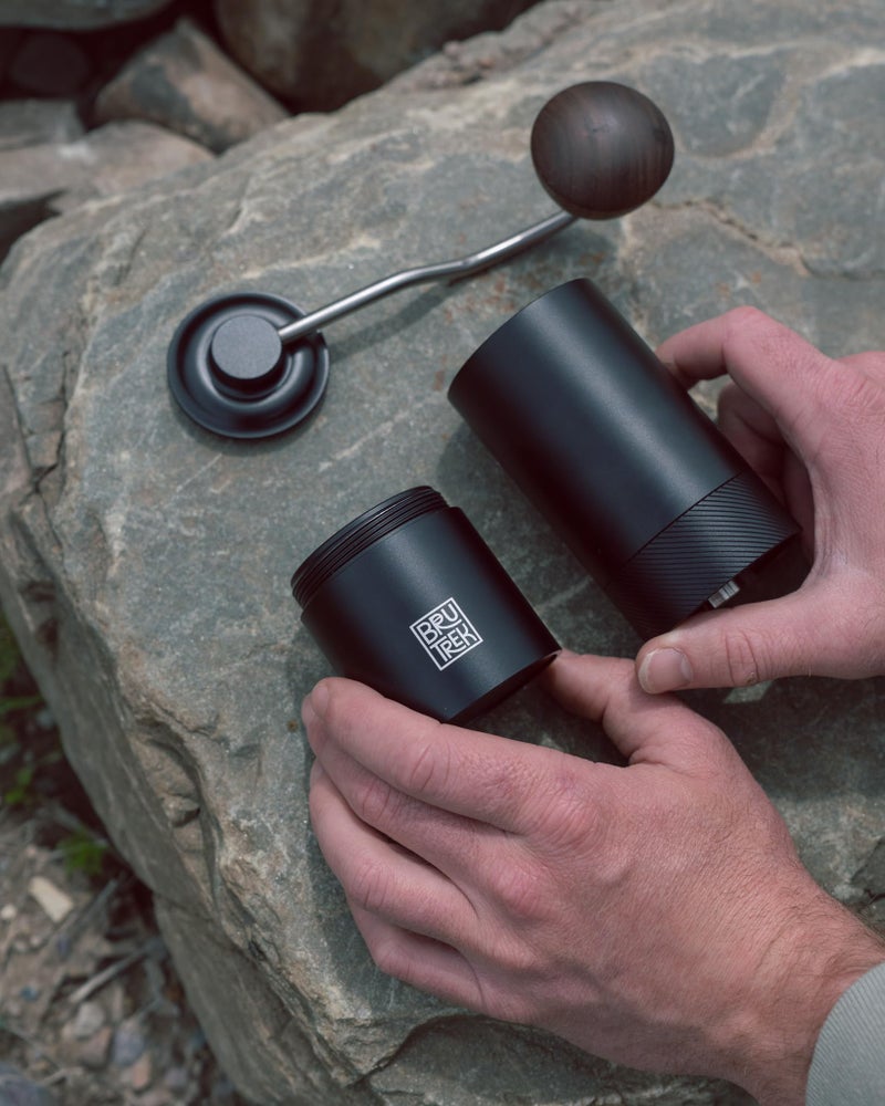 BruTrek BruTrek Camp Coffee Hand Grinder - Durable Travel Stainless Steel Burr Coffee Grinder, Adjustable Grind Size Settings, High Capacity, Easily Grind Whole Beans for French Press Pour Over or Espresso  - Image 4