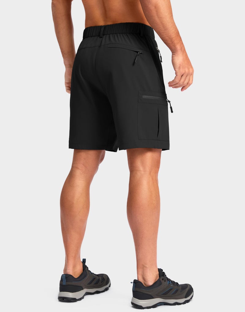 Pudolla Men's Hiking Cargo Shorts Lightweight 7" Travel Casual Shorts for Men Golf Work Outdoor with 5 Zipper Pockets(Black Large) - Image 2
