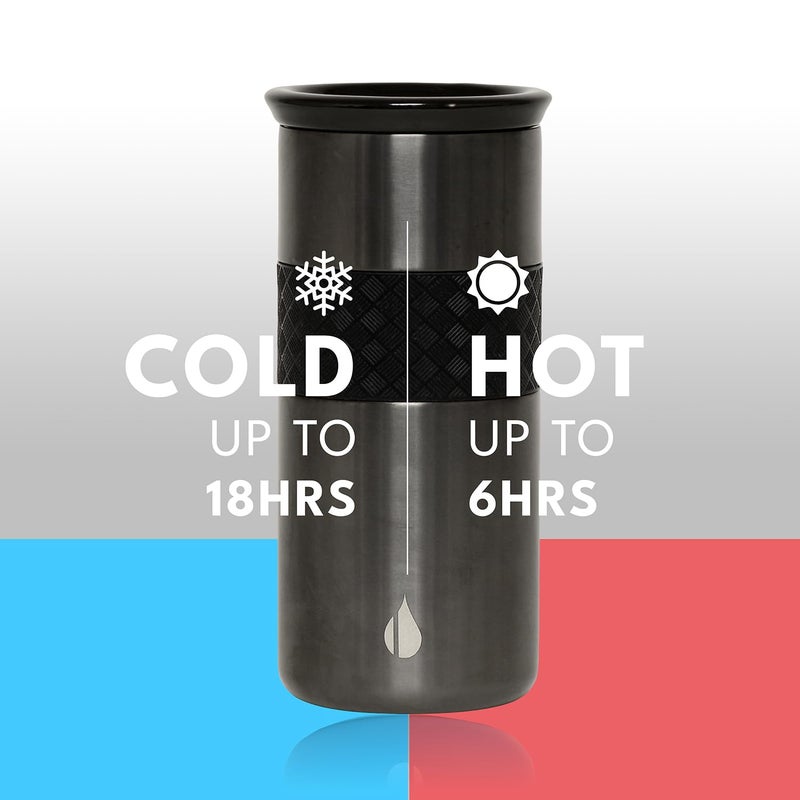 إليمنتال حرفي أولي معزول من القهوة الثلاثي الجدار القهوة سفر القدح قابلة لإعادة الاستخدام من الفولاذ المقاوم للصدأ القهوة بهلوان مع غطاء القهوة الحرارية لغطاء السيراميك للساخنة (6 ساعات) والباردة (18 ساعة) - Image 3