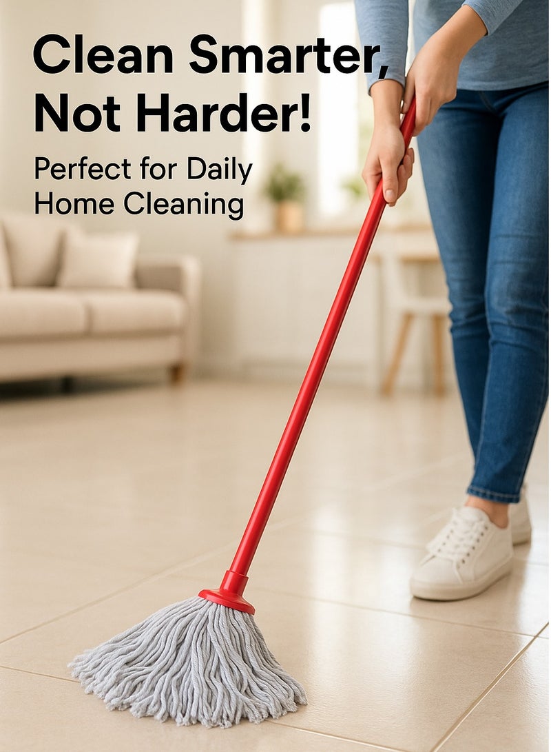 سيبيلو CP624 ممسحة أرضية مبللة قطنية مستديرة مع عصا حمراء - Image 2