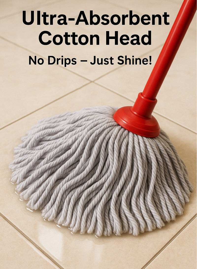 سيبيلو CP624 ممسحة أرضية مبللة قطنية مستديرة مع عصا حمراء - Image 3