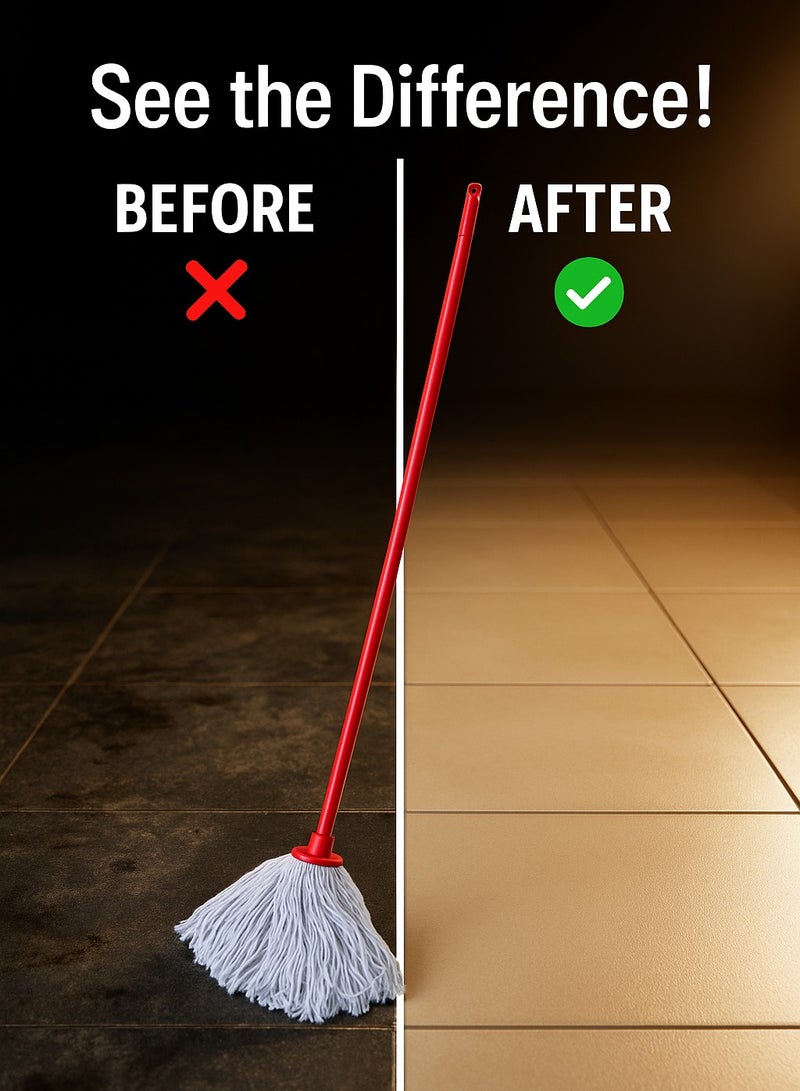 سيبيلو CP624 ممسحة أرضية مبللة قطنية مستديرة مع عصا حمراء - Image 5