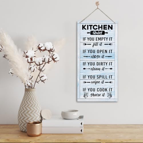 Gkwa Hanging Kitchen Rules Wood Decor Sign, Rustic Kitchen Wooden Signs, Printed Wood Wall Art Sign, Kitchen Door Rules Rustic Sign, Hanging Wood Sign Kitchen Decor, Funny Farmhouse Kitchen Wall Décor D1 - Image 5
