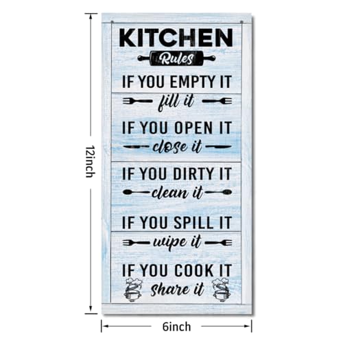 Gkwa Hanging Kitchen Rules Wood Decor Sign, Rustic Kitchen Wooden Signs, Printed Wood Wall Art Sign, Kitchen Door Rules Rustic Sign, Hanging Wood Sign Kitchen Decor, Funny Farmhouse Kitchen Wall Décor D1 - Image 2