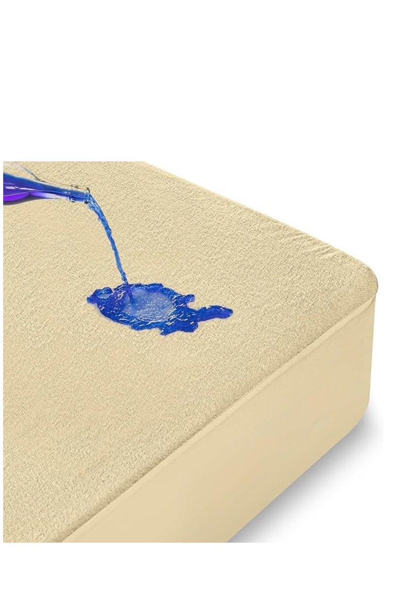 Luxury Waterproof Mattress Protector for Liquid Protection - Beige, 100 cm - Image 1