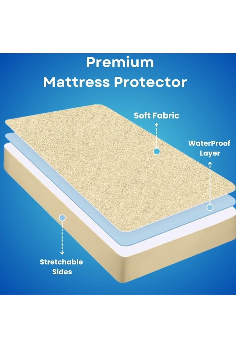 Luxury Waterproof Mattress Protector for Liquid Protection - Beige, 100 cm - Image 2