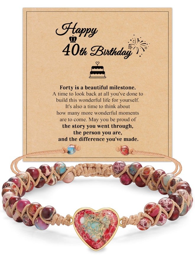 Sistble 40th Birthday Gifts Women, Gifts for Women in Their 40s Mom Wife 40 Year Old Birthday Gifts for Women Jasper Bead Bracelet 40th Birthday Decorations for Women Valentines Day Jewelry Gift - Image 1