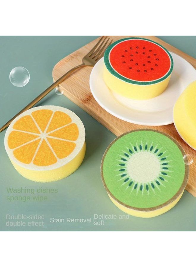 4pcs Reusable Fruit Kitchen Sponges Dual Sided Soft And Tough Stain Removal Home Use - Image 2