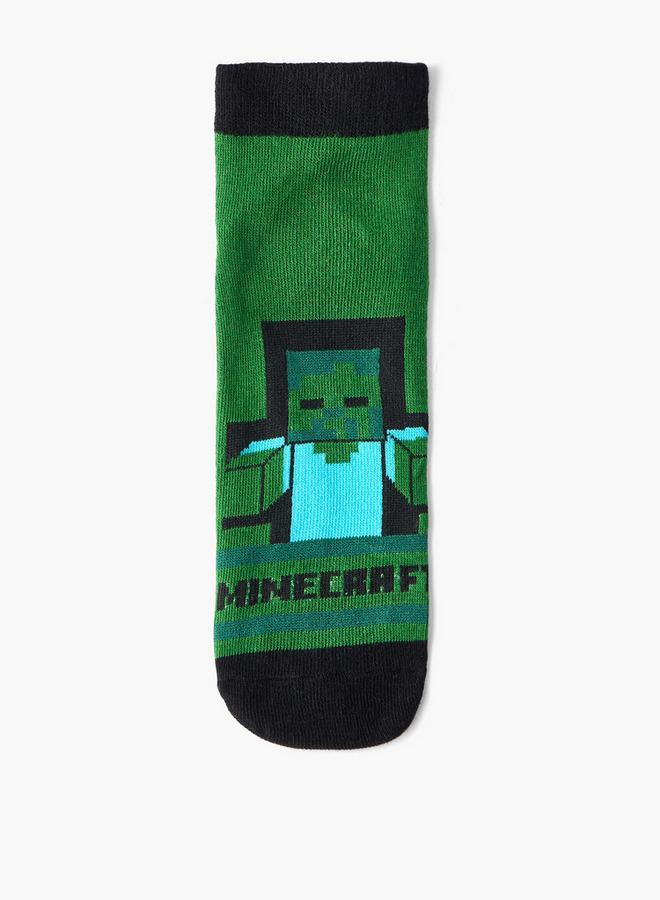 MINECRAFT Pack Of 5 -  Boys Ankle Socks With Print - Image 5