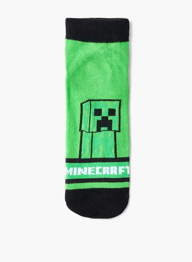 MINECRAFT Pack Of 5 -  Boys Ankle Socks With Print - Image 4
