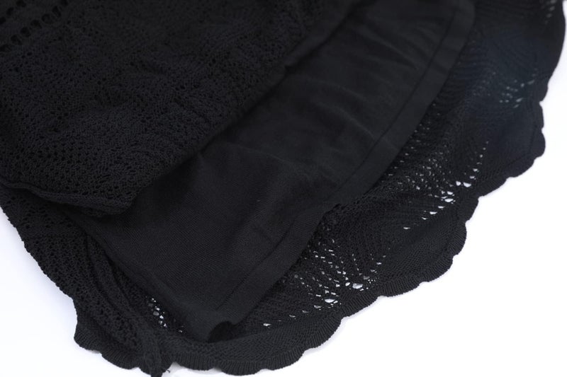chouyatou Women's Stretched High Waist Crochet Hollow Out Knit Flowy Patterned Lace Maxi Skirt (Medium, Black) - Image 5