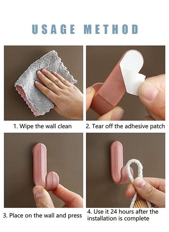 Generic 6 Pcs Self Adhesive Muilt Purpose Wall Hooks, Candy Color Decorative Waterproof Plastic Key Hooks Rack, Daily Necessities General Purpose Storage Holder  - Image 5