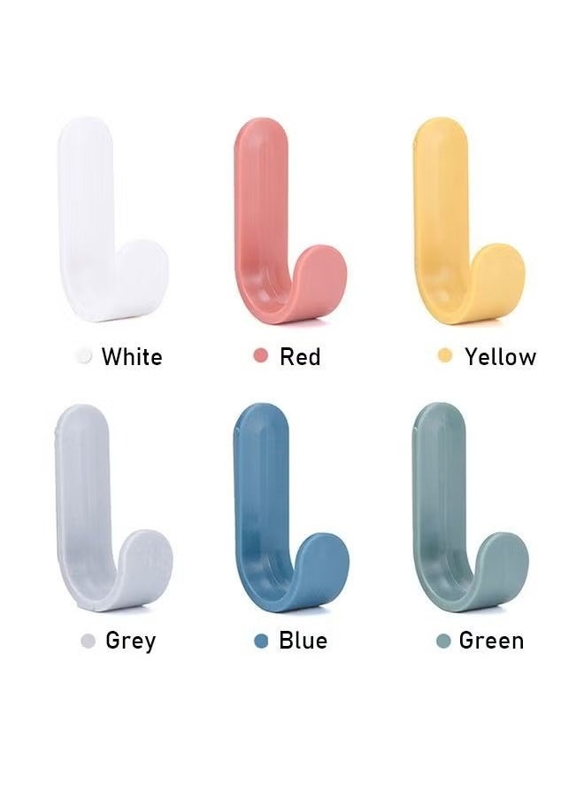 Generic 6 Pcs Self Adhesive Muilt Purpose Wall Hooks, Candy Color Decorative Waterproof Plastic Key Hooks Rack, Daily Necessities General Purpose Storage Holder  - Image 3