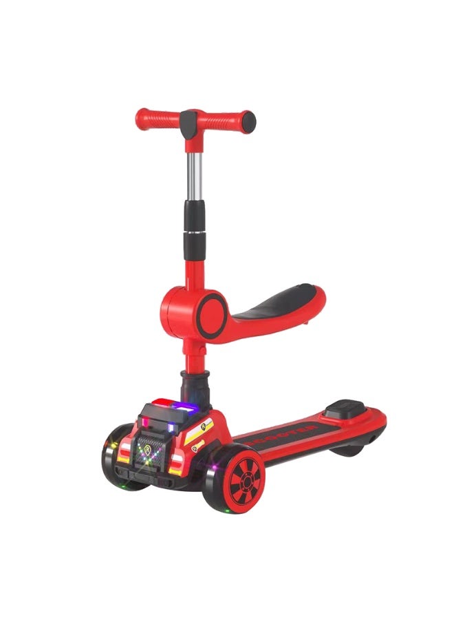 ضحكة  سكوتر أطفال 2 في 1 مع مقعد قابل للطي - سكوتر ثلاثي العجلات بعجلات مضيئة ومقود قابل للتعديل - Image 1