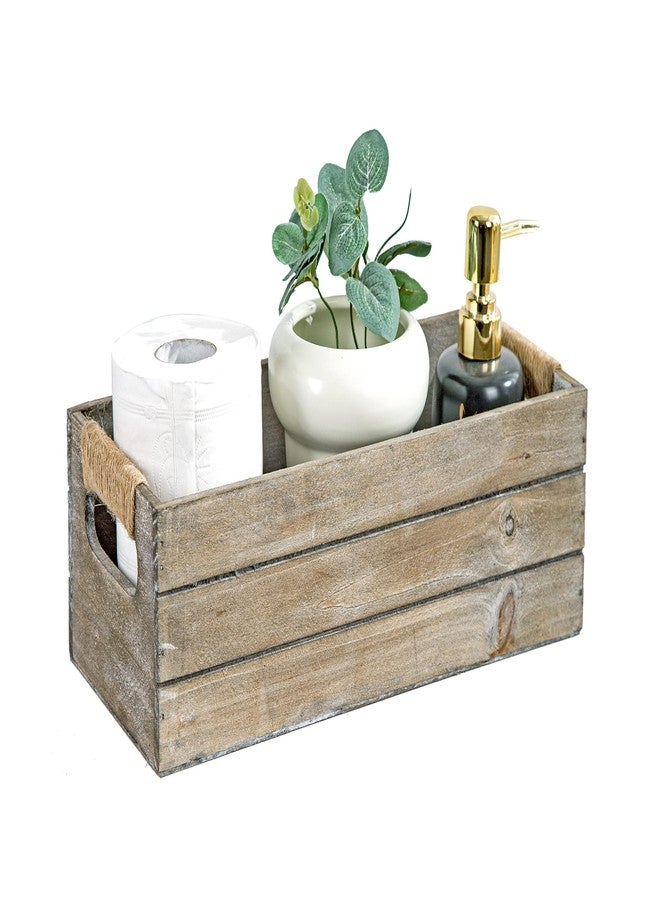 TIMRIS Rustic Wooden Toilet Paper Holder, Farmhouse Bathroom Decor, Toilet Tank Basket, Decorative Storage Container (Rustic Gray) - Image 1