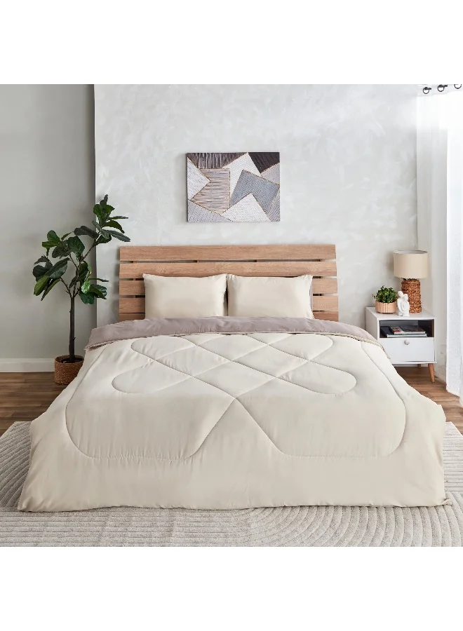 Home Box Derby 3-Piece Reversible Microfiber Queen Comforter Set - 200x230 cm