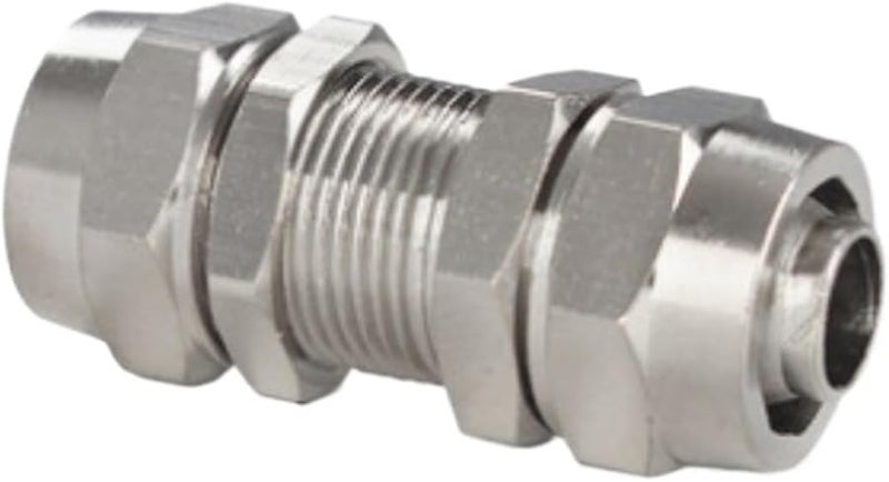 PM 12mm Copper Plated Nickel Quick Screw Through Plate Connector Pneumatic Fittings - Image 1