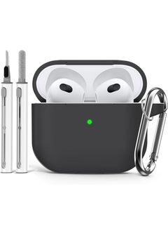 NIBEMINENT Soft Silicone Protective Case Cover for AirPods 4 with Cleaner Kit and Keychain(Black)  - Image 1
