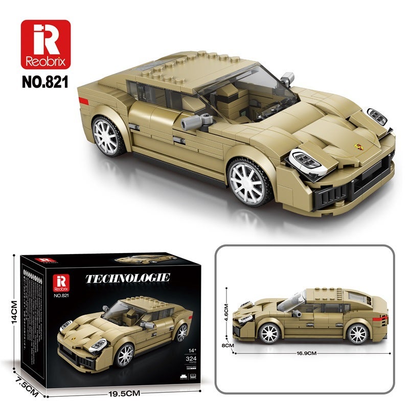 Reobrix Maserati Eight-Grids Car Building Blocks Sports Car Assembled Ornaments Police Car Model Boy Gift Toy - Image 1