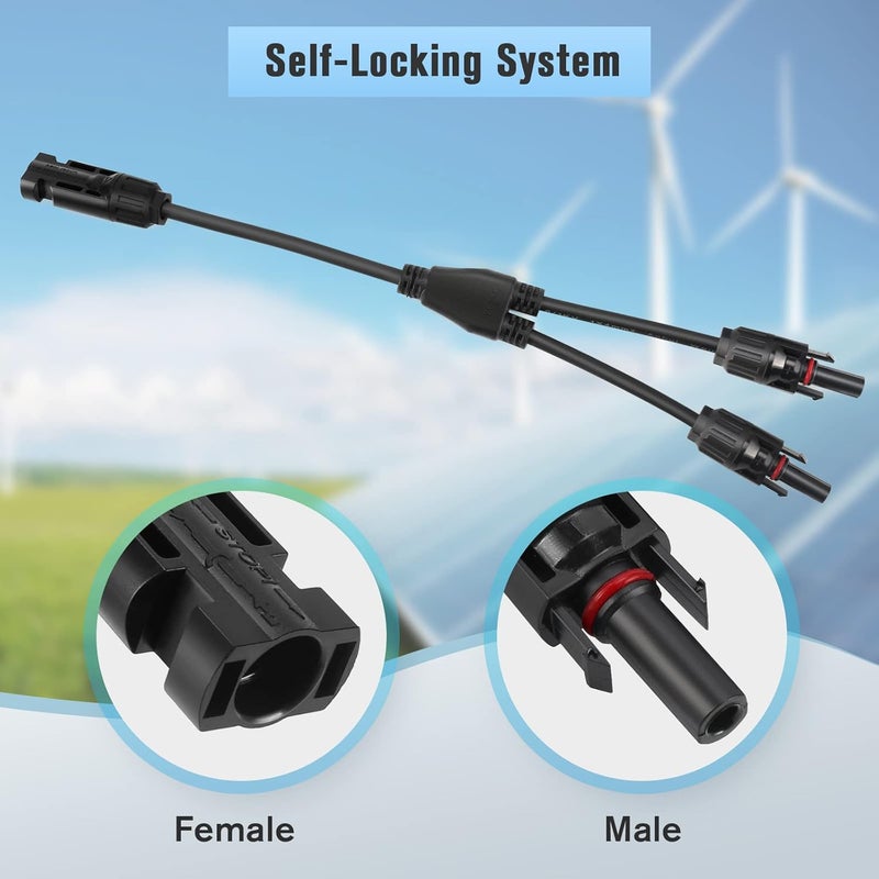 Thlevel Y Solar Branch Parallel Connector MMF and FFM 1 Pair Photovoltaic Connectors Panel Cables Distributor Socket 4 mm² - Image 4