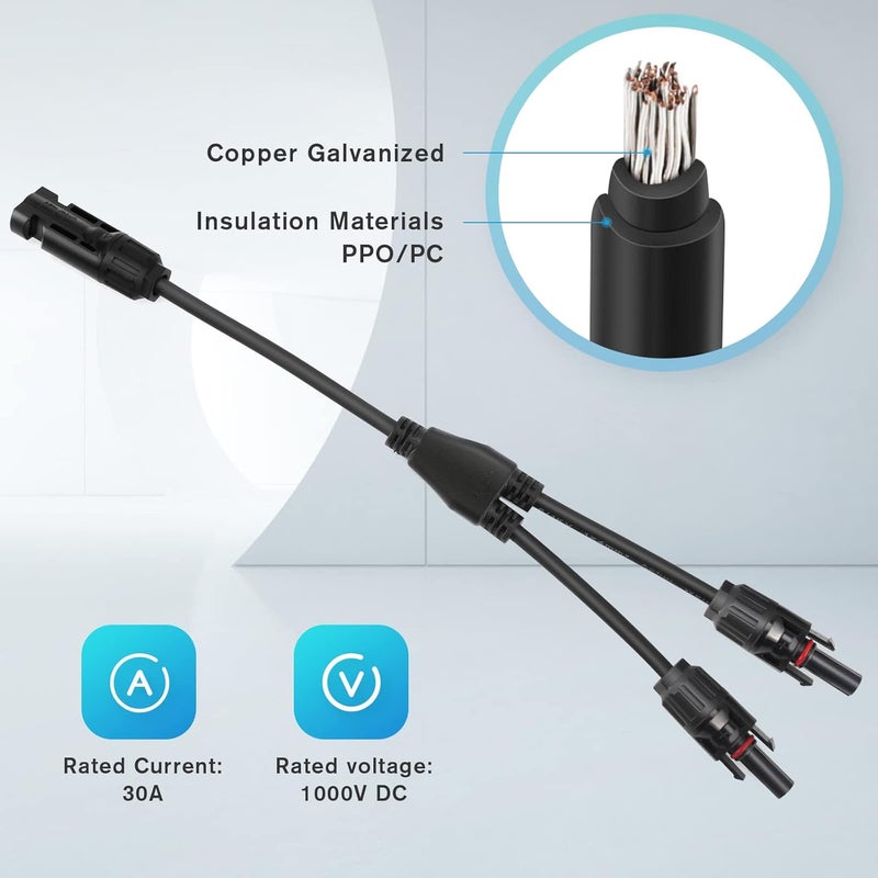 Thlevel Y Solar Branch Parallel Connector MMF and FFM 1 Pair Photovoltaic Connectors Panel Cables Distributor Socket 4 mm² - Image 3