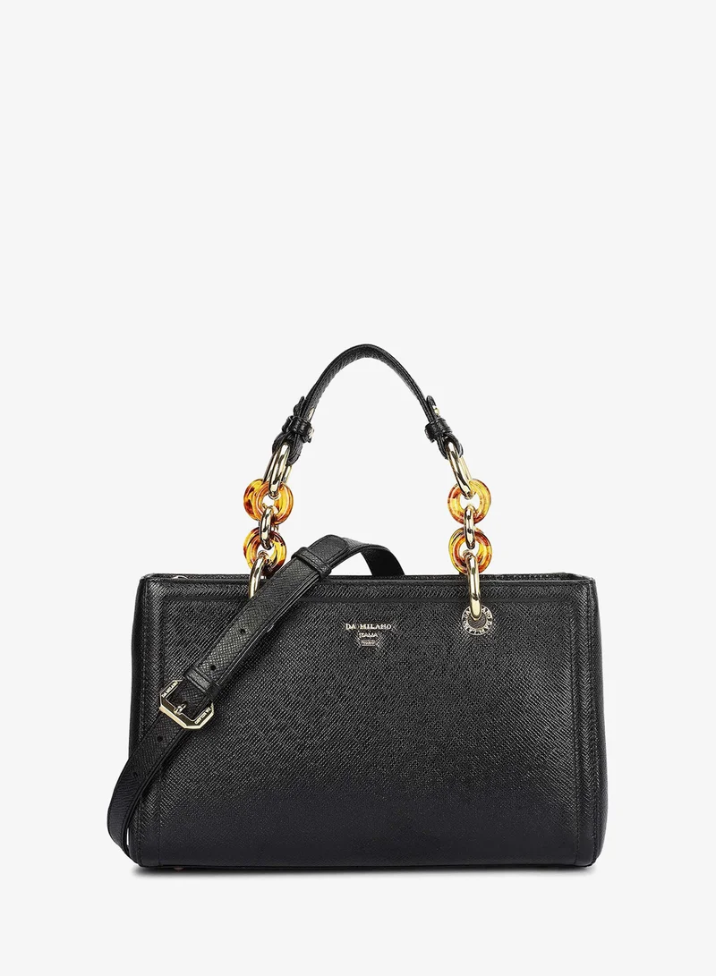 Da Milano Small Franzy Leather Satchel - Black