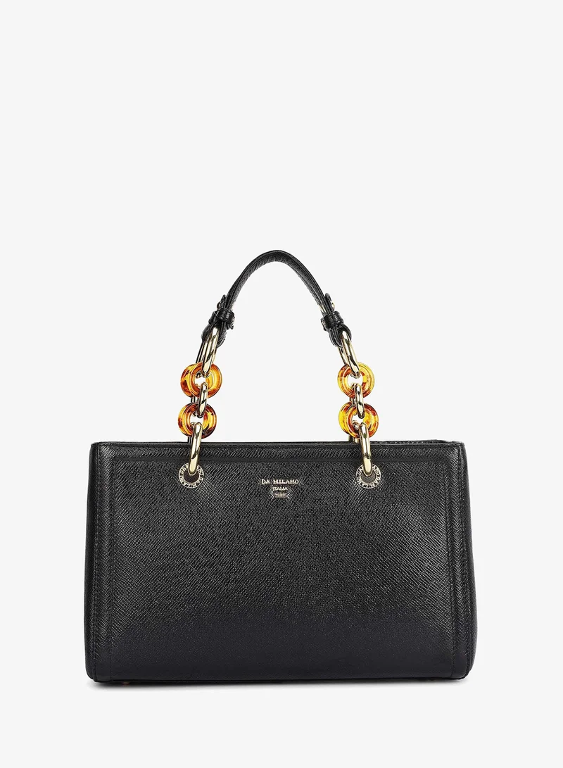 Da Milano Small Franzy Leather Satchel - Black