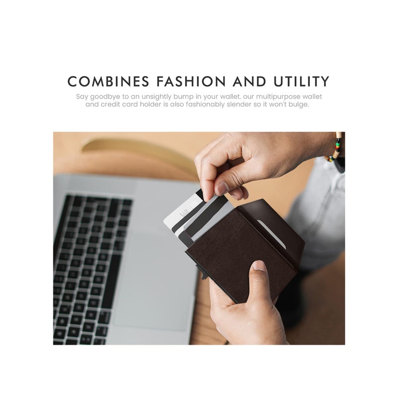 SOLARAE AirTag Wallet, Trackable Wallet with AirTag Holder, RFID-Blocking Minimalist Leather Wallet, Slim Leather Airtag Wallet, Men and Women, Smart Wallet, AirTag Not Included (Mocha) - Image 5