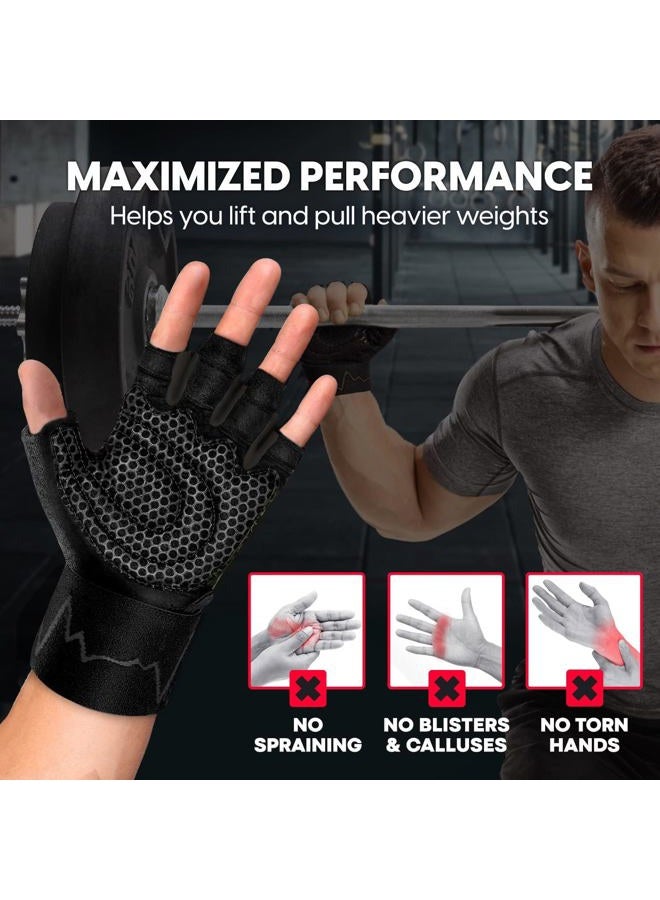 MhIL Workout Gloves for Men – Comfortable Gym Gloves for Men with Enhanced Grip for Safety and Hand Protection – Weight Lifting Protection with Wrist Wraps Support for Performance Boost and Style - Image 3