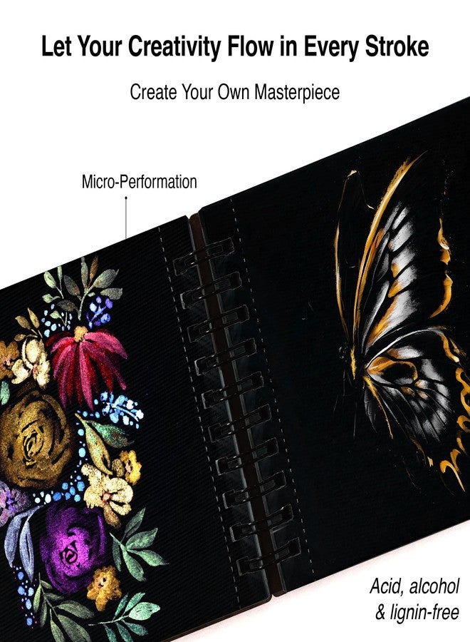 The Crafthives Mini Travel Sketch Book Set of 4 | Van Gogh Wooden Cover Edition | Black Pages Artist Sketchbook | Pocket Drawing Journal for Artists, Travel & Gifting - Image 4