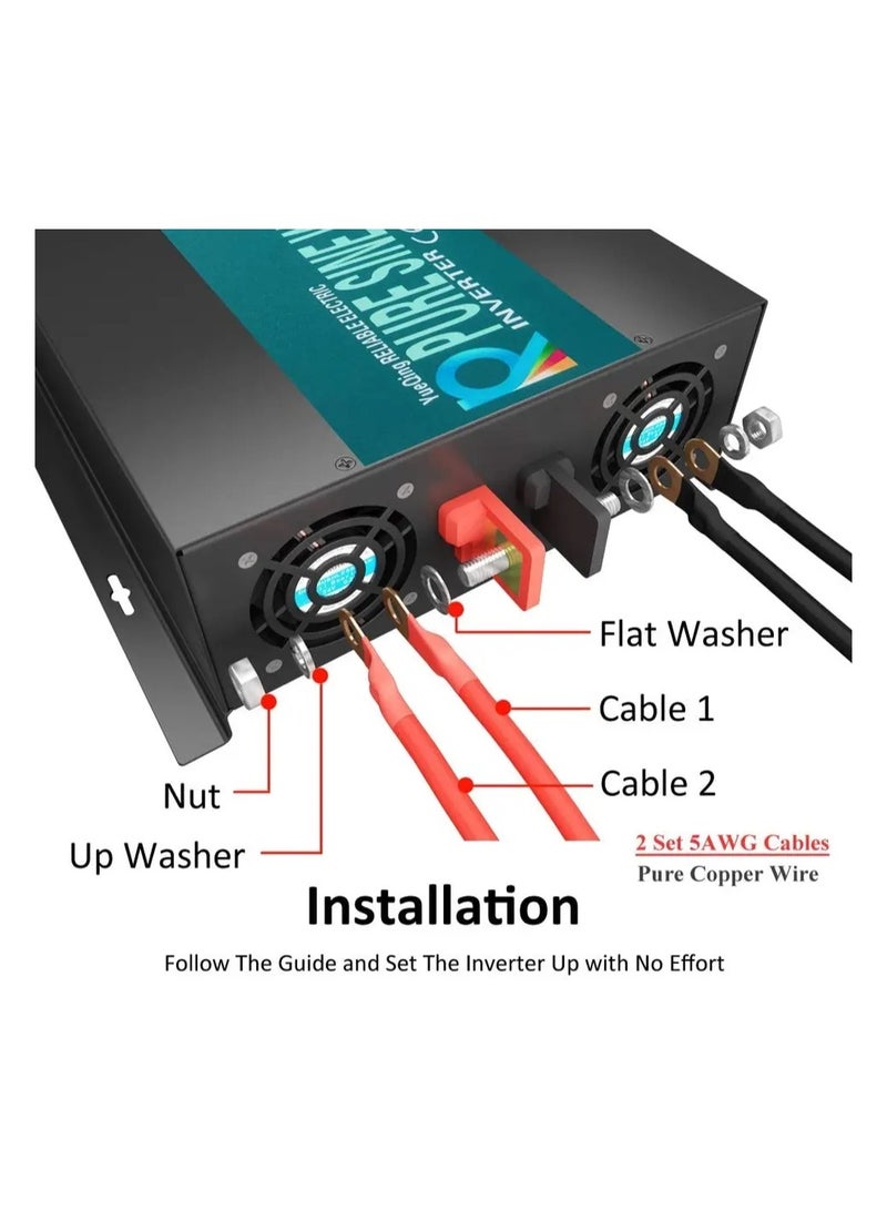 ريلايابل محول موجة جيبية نقية 3000 وات 12 فولت إلى 220 فولت محول 12 فولت تيار مستمر إلى 230 فولت/240 فولت تيار متردد - Image 2
