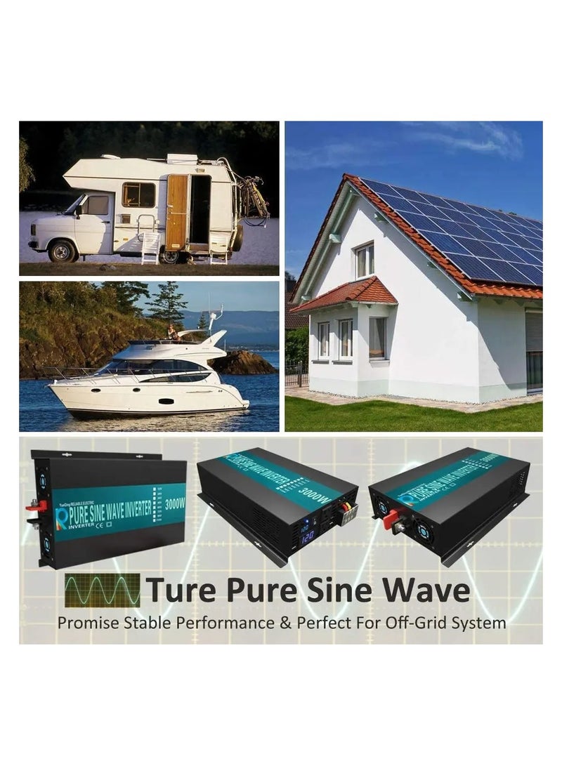 ريلايابل محول موجة جيبية نقية 3000 وات 12 فولت إلى 220 فولت محول 12 فولت تيار مستمر إلى 230 فولت/240 فولت تيار متردد - Image 3