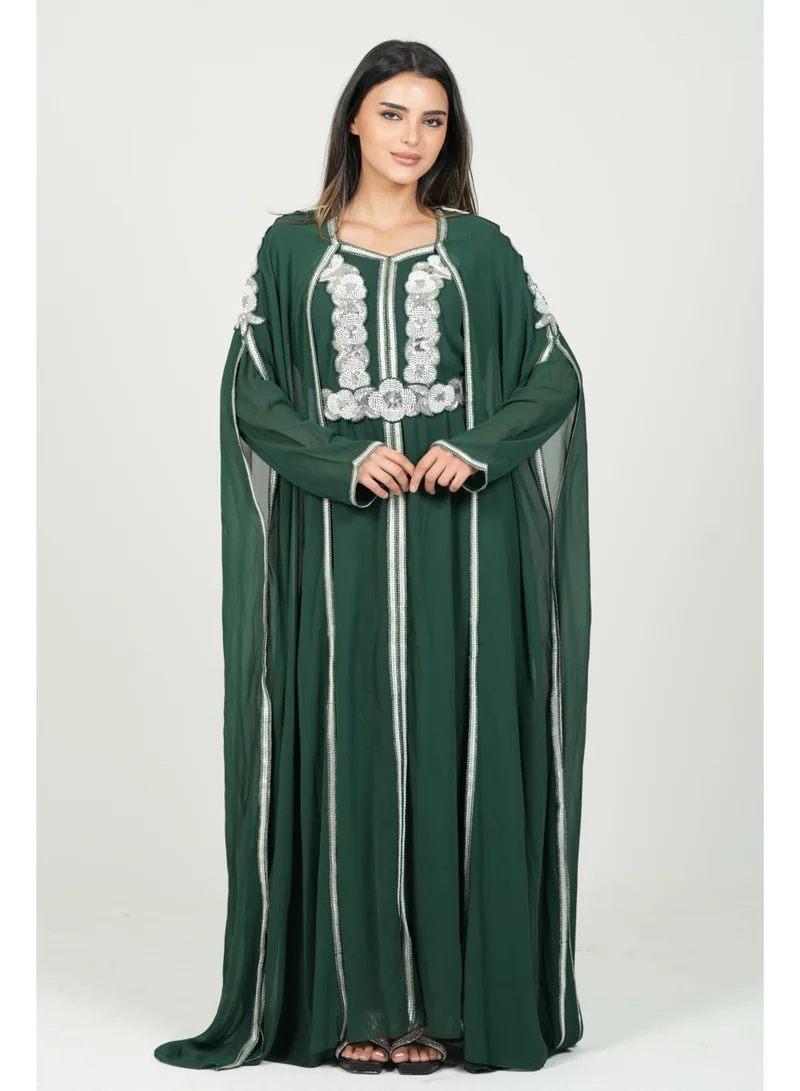 البنت الشرقية قفطان مغربي مطرز فستان مع حزام على الخسر