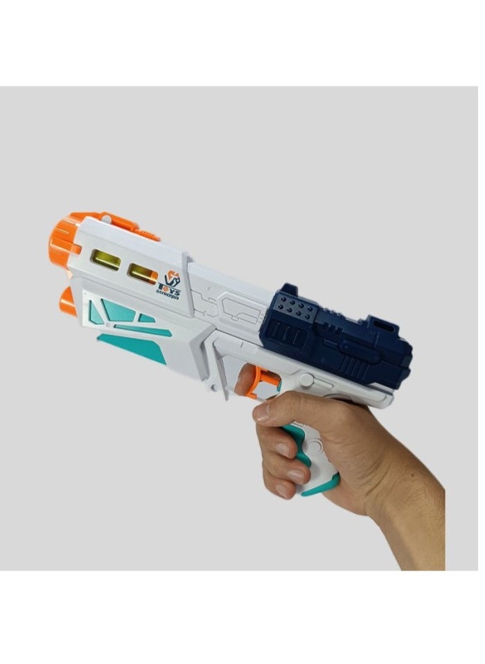 Generic - Water blasting toy gun and falcon balls, white and orange with green accents, summer outdoor games - Image 1