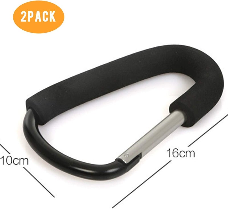 TGOOD Stroller Hooks2pacs XLarge 16cm63 of Multipurpose Hook Clipsfor Mommy Shopping BagsBaby Diaper BagsGroceriesClothingPurseStroller AccessoriesBlack - Image 2