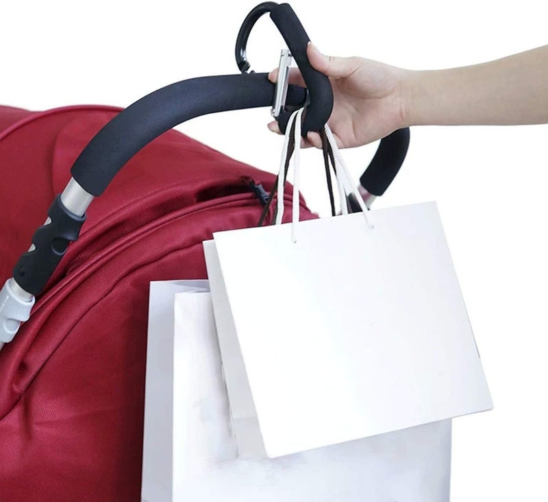 TGOOD Stroller Hooks2pacs XLarge 16cm63 of Multipurpose Hook Clipsfor Mommy Shopping BagsBaby Diaper BagsGroceriesClothingPurseStroller AccessoriesBlack - Image 4