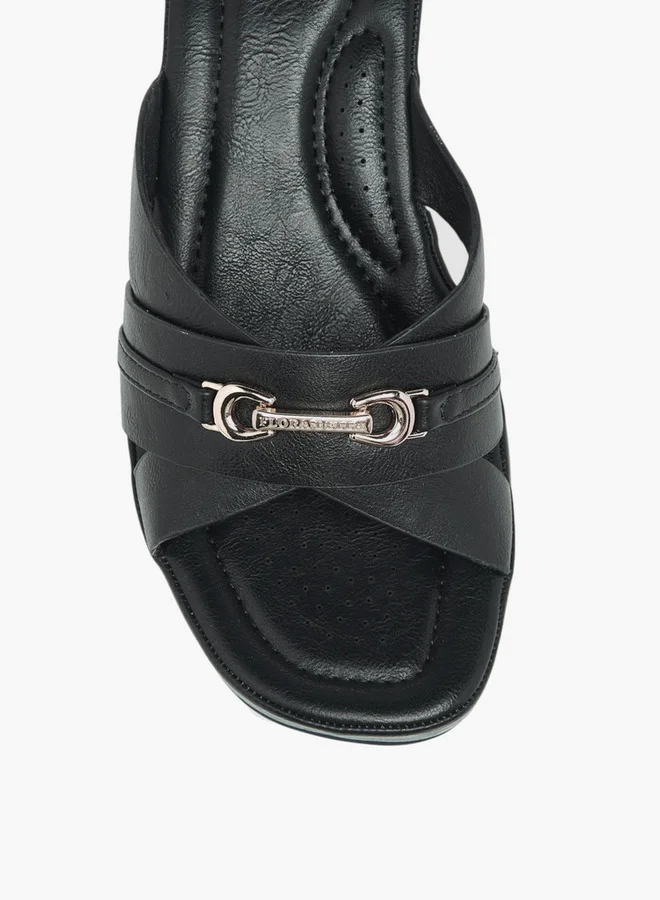 Flora Bella By Shoexpress Metal Accent Slip-On Sandals with Wedge Heels