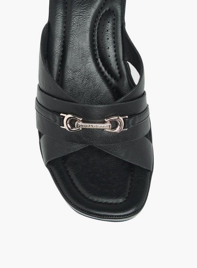Flora Bella By Shoexpress Metal Accent Slip-On Sandals with Wedge Heels  - Image 4