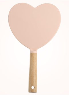 Oasisgalore Portable Handheld Cosmetic Mirror, Heart Shaped Wood Handle Vanity Makeup Mirror, Pink  - Image 5