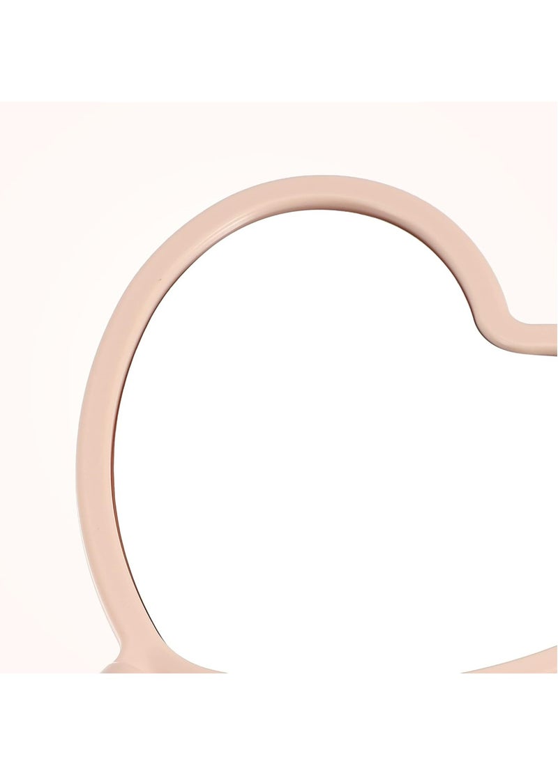 Portable Handheld Cosmetic Mirror, Heart Shaped Wood Handle Vanity Makeup Mirror, Pink