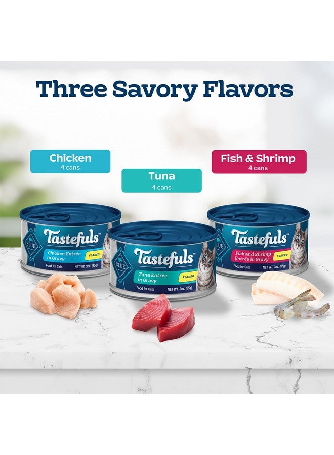 بلو بافلو مجموعة متنوعة من الأطعمة الرطبة للقطط من شركة تاستفولز، مصنوعة من مكونات طبيعية | تونة ودجاج وسمك وجمبري، عبوات سعة 3 أونصات (12 عبوة، 4 عبوات من كل نوع) - Image 4