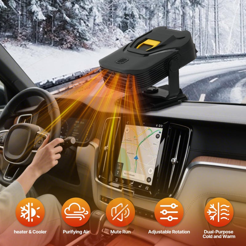 Spwkr Car Heater,Upgraded 12V Portable Car Heater & Defroster,2-in-1 Fast Heating & Cooling Fan with 360Â° Swivel Base,Plug-in Auto Car Heaters for Vehicle,SUVs,Trucks & RVs - Image 2