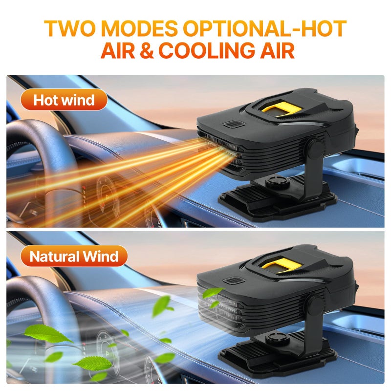 Spwkr Car Heater,Upgraded 12V Portable Car Heater & Defroster,2-in-1 Fast Heating & Cooling Fan with 360Â° Swivel Base,Plug-in Auto Car Heaters for Vehicle,SUVs,Trucks & RVs - Image 4