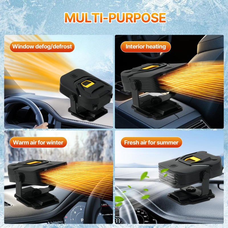Spwkr Car Heater,Upgraded 12V Portable Car Heater & Defroster,2-in-1 Fast Heating & Cooling Fan with 360Â° Swivel Base,Plug-in Auto Car Heaters for Vehicle,SUVs,Trucks & RVs - Image 5