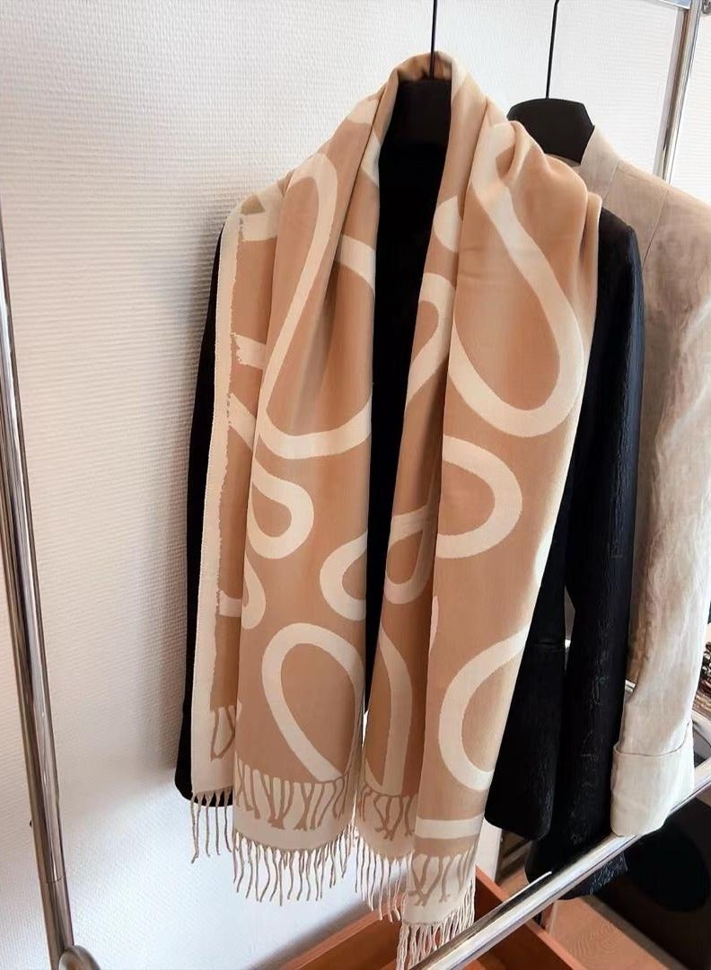 1 PC Wool Warm Tassel Solid Color Scarf 