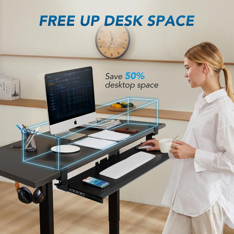 AX WABER Keyboard Tray Under Desk Pull Out with 3 Height Adjustable Extra Sturdy C Clamp Mount System, 32.8 (38 inch Including Clamps) x 12 Inch Slide-Out Platform Computer Drawer for Typing - Image 2