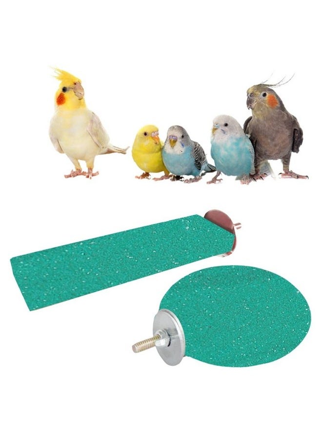 Sage Square Bird Wooden Sand Circle & Stand Platform Combo Of Two (2 * 5.5 & 4 Inches) Rectangle & Cirle Shaped Perch Stand, Cage Accessories Playful Toy, Suitable For Birds, Parrots, Budgies  - Image 1