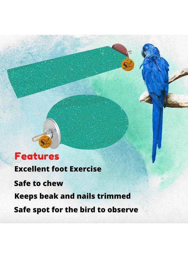 Sage Square Bird Wooden Sand Circle & Stand Platform Combo Of Two (2 * 5.5 & 4 Inches) Rectangle & Cirle Shaped Perch Stand, Cage Accessories Playful Toy, Suitable For Birds, Parrots, Budgies  - Image 5
