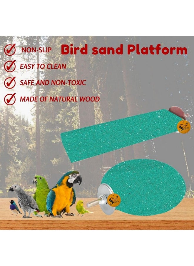 Sage Square Bird Wooden Sand Circle & Stand Platform Combo Of Two (2 * 5.5 & 4 Inches) Rectangle & Cirle Shaped Perch Stand, Cage Accessories Playful Toy, Suitable For Birds, Parrots, Budgies  - Image 4